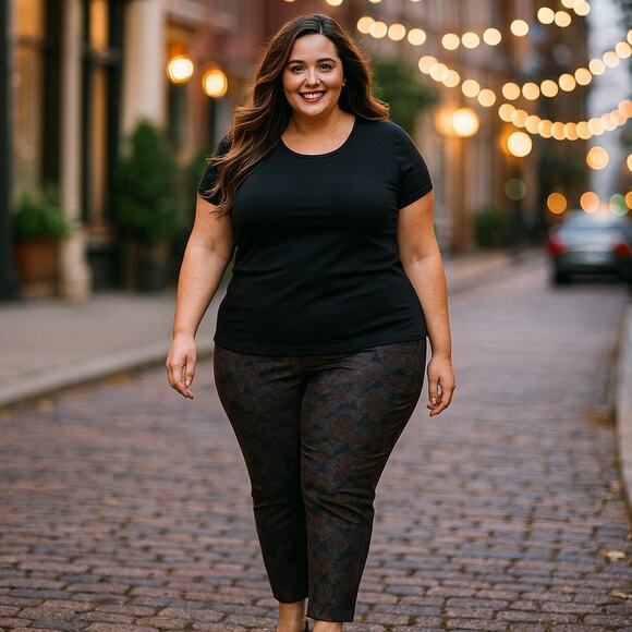 NWT Chico's Pants Women 3.5 (18) Slimming Ponte Cape Cod Floral Graphite Gray - Picture 1 of 9